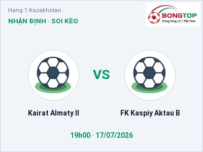 Nhận định bóng đá Kairat Almaty II vs FK Kaspiy Aktau B (19h00, 17/07): Chủ nhà sáng cửa
