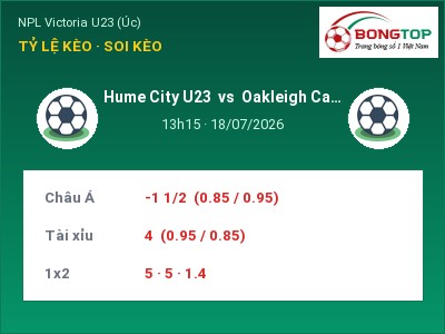 Nhận định kèo Hume City U23 vs Oakleigh Cannons U23 13h15 ngày 18/07 – Khách lấn chủ