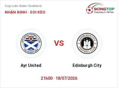 Nhận định bóng đá Ayr United vs Edinburgh City (21h00, 18/07): Khó cho đội khách