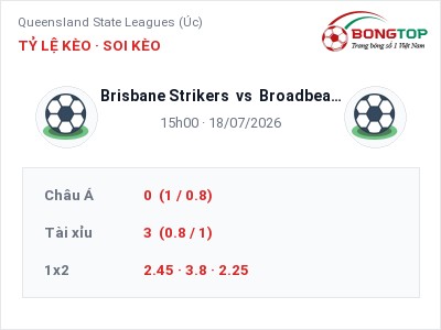 Dự đoán Brisbane Strikers vs Broadbeach United, 15h00 ngày 18/07: Tỷ lệ kèo Queensland State Leagues (Úc)
